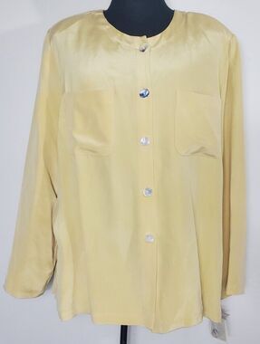 Rafaella Woman 100 % silk long sleeve blouse size 22 NWT Vintage